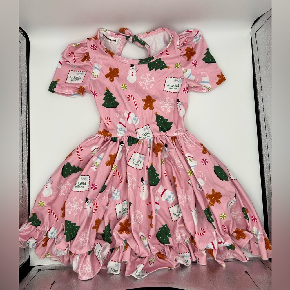Little Stocking Co Girlhood Christmas Cookie Twirl Dress w/ pockets!! 3T